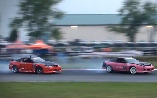 Video: Ford Mustang Battles Nissan 240sx On Drift Track