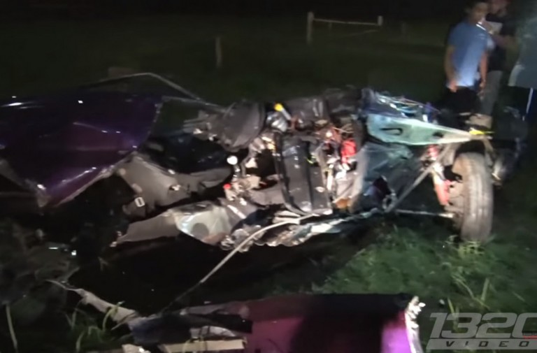 Insane Video: Mustang Ripped In Half After A Street Race Crash!