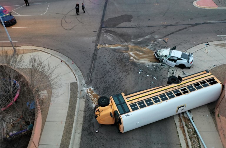Speeding Mustang Crashes Into Occupied School Bus In Albuquerque